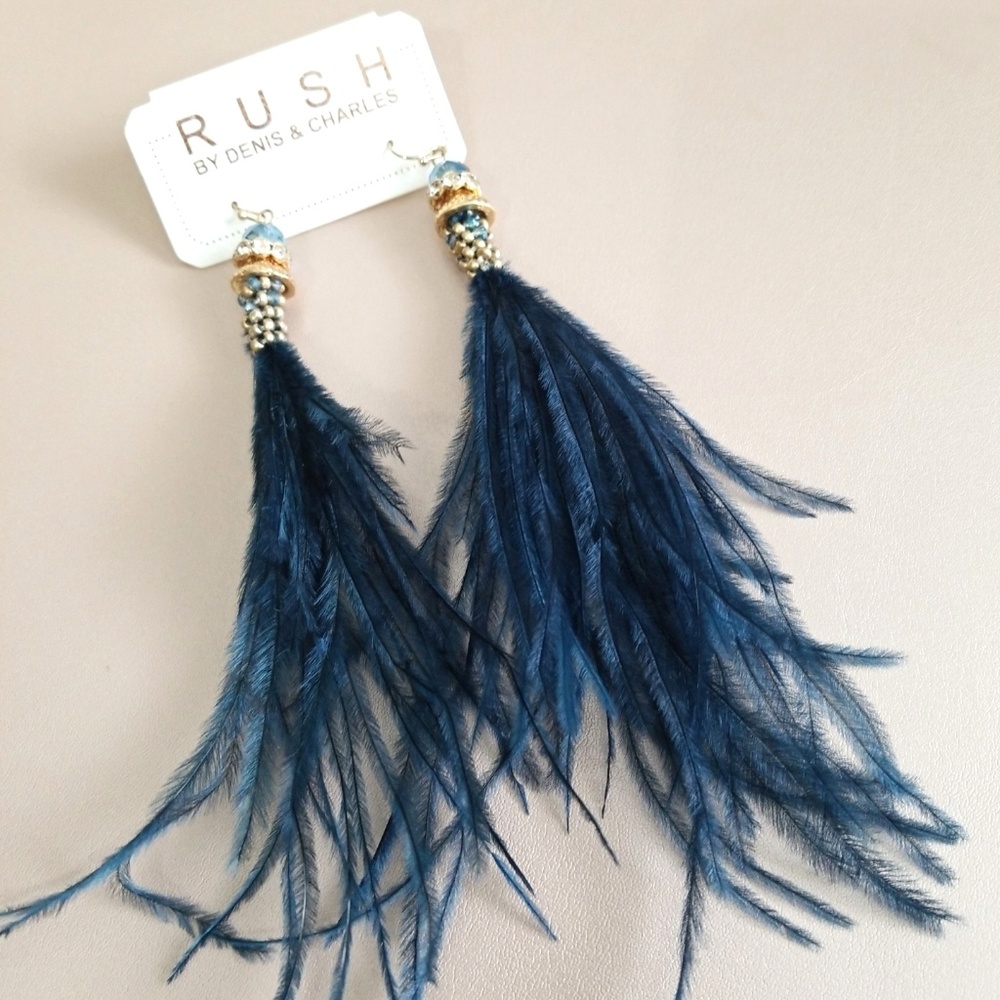 Rush by Denis & Charles Feather Drop Earrings